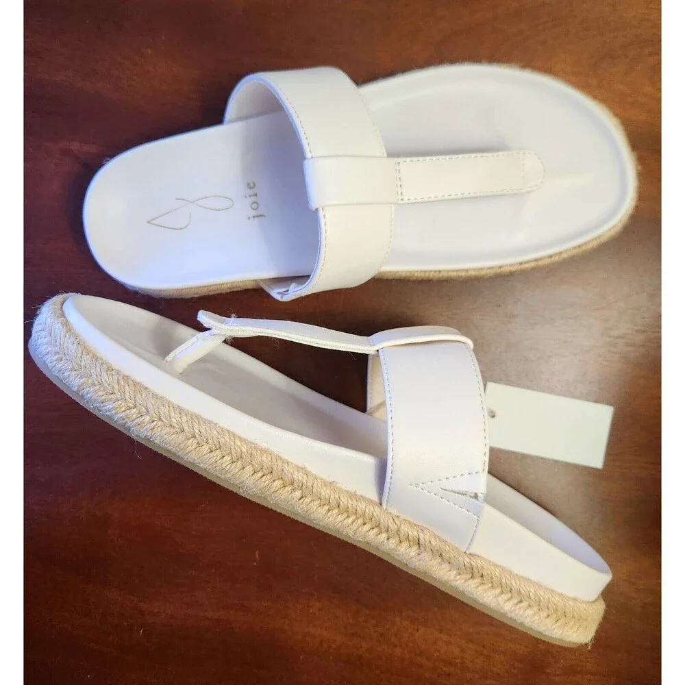 Joie Nacho  Sandal Women's Size 7.5 Thong Slide Espadrille White Vegan Casual - Picture 3 of 10
